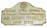 LIFFEY ARTEFACTS FROM IRELAND BRASS WALL PLAQUE IRISH FAMILY SIZE 4.4" x 8"
