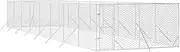 Heavy Duty Dog Kennel Outdoor, Galvanised Steel Dog House with Door, Dog Enclosures Dog Cage Fence Dog Run for Medium to Small Dog, Silver 4x16x2 m