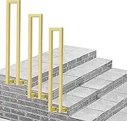 Gold U-Shaped Stairs Handrail, Side Mount Gold Wrought Iron Stair Railing, Metal Stair Railing, for Balcony, Corridor, Porch, Indoor Outdoor Side Mount Guardrail Pole(2.1ft/65cm)