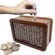 2025 New Wooden Money Saving Challenge Box Cash Vault Wooden Savings Box Wooden Cash Saver Money Box with Counter Coin Counter Piggy Bank Money Box with Money