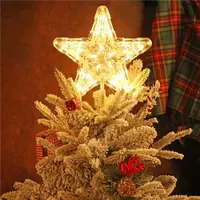 在飛比找ETMall東森購物網優惠-亮燈圣誕樹頂星星暖色發光五角星擺件櫥窗布置帶燈圣誕樹頂裝飾品
