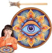 Wood Shaman Drum with Stick – Handcrafted Wooden Drum for Sound Healing, Meditation, and Rituals | Retro Style Hand Drum for Spiritual Practice and Home Decoration