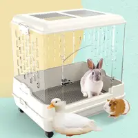 在飛比找蝦皮商城精選優惠-全透明兔子荷蘭豬柯爾鴨豚鼠龍貓專用籠壓克力別墅飼養箱兔子籠