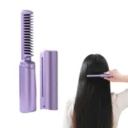 Portable Hair Straightener Comb Rechargeable Mini Hair Straightener-Purple