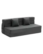 Folding Sofa Bed 3-in-1 Foldable Couch Bed with 2 Pillows Dark Grey Queen