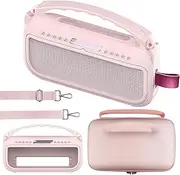 Silicone Cover and Hard Travel Case for Bose SoundLink Flex Bluetooth Portable Speaker, Protective Holder for Bose SoundLink Flex Speaker Accessories (Petal Pink)