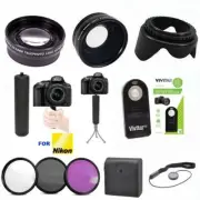 WIDE ANGLE LENS + ZOOM LENS + REMOTE +3 FILTERS + GRIP FOR NIKON D5600 D3400
