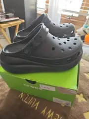 Crocs Classic Crush Clogs Womens Sz 9, Men 7 Black Platform,Slip On Sandals