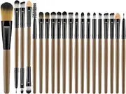 [Beavorty] Professional Makeup Brush Set 20pcs Makeup Kit Wooden Long Handle Face Blush Powder Brush for Women