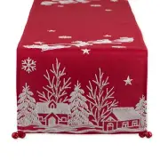 DII Holiday Dining Table Decoration Embroidered Christmas Table Runner, 14x70