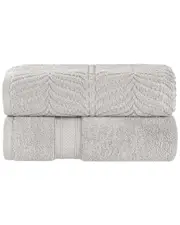 Superior Set of 2 Zero Twist Cotton Elegant Chevron Soft Absorbent Assorted Bath Sheets