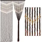 35.5" x 75" Boho Wood Bead Curtain for Doorways 40 Strands Door String Curtai...