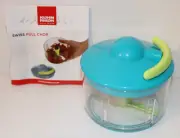 KUHN RIKON SWISS PULL CHOP, Manual Food Processor with Pull Cord, Blue, New