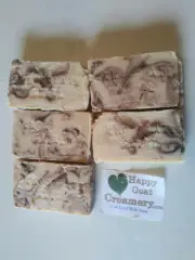 5 BARS CHOCOLATE SWIRL GOAT MILK SOAP HAPPY GOAT CREAMERY CHEAP UNSCENTED