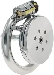 Metal Flat Chastity Lock Chastity Cage Men's Breathable Penis Cage Chastity Device with Pull Beads Urethral Catheter Sex Toy Sex Tool To Prevent Erection
