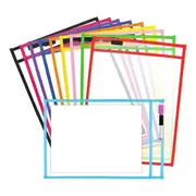 10PCS Dry Erase Pockets, Extra LargeReusable Dry Erase Pocket Covers, Ticket Holders, Teacher Suppl As Shown