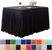 Bigood Home Party Wedding Meeting Sign Table Skirt Pleated Rectangle Tablecloth Black 120 * 40 * 75cm