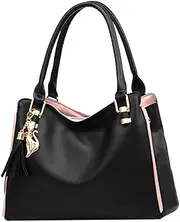 [Healeved] Pu Leather Handbag Large Capacity Tote Bag Multi-pocket Cross-body Shoulder Bag Phone Pouch Portable for Shopping Travel