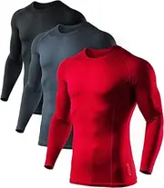 [ATHLIO] Men's Long Sleeve Compression Shirts, Active Sports Base Layer T-Shirt, Athletic Workout Shirt