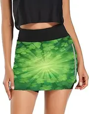 [RPLIFE] Green St. Patrick's Day Shamrocks Mini Skirt, Light Weight Skorts Women, Women Skorts for Summer