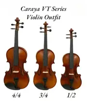 Caraya MV001VT Solid Spruee ToP Violin with extra strings, Hard Case, Bow & more