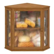 viewcare Corner Bread Box for Kitchen Counter Bamboo Wood Large Capacity Brea...