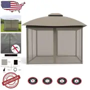 High-Quality Mosquito Net Screen for Patio Gazebo - 10'x10', Easy Assembly Beige