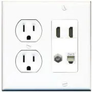 1 Port COAX 2 HD PHONE Wall Plate-Round Outlet White