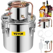VEVOR Moonshine Still 3 Gal 12L Stainless Steel Water Alcohol Distiller Copper Tube Home Brewing Kit Build-in Thermometer for DIY Whisky Wine Brandy,