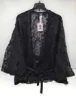 Savage X Fenty by Rihanna Women's Devore Dreams Lace Robe in Caviar Size 2X/3X
