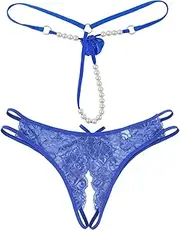 [GRRKDFQ] Women Lingerie Low Rise Lace Open Crotch Briefs Underpants