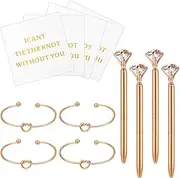 [Hicarer] 12 Pcs Bridesmaid Gift Set knot bracelet rose gold bangle crystal pens I Can't Tie the Knot Without You Bridesmaid Cards with Diamond Pens for Wedding Proposal, metal and paper, metal and