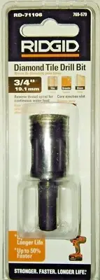 Ridgid Diamond Tile Drill Bit 3/4" 19.1 mm Reverse Thread Spiral RD-71106 hole