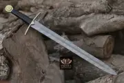 Hand Forged Damascus Steel Viking Sword Sharp Medieval Sword Battle Ready+Sheath