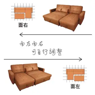 【IHouse】喬恩娜 柔軟耐磨貓抓皮收納沙發床組-L型+椅凳