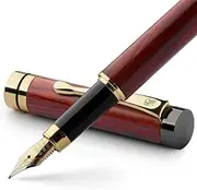 [Wordsworth & Black] Fountain Pen Set, Luxury Bamboo Wood - Medium Nib, Gift Case; Includes 6 Ink Cartridges, Ink Refill Converter -Journaling, Calligraphy; Drawing, Smooth Writing [RoseWood]
