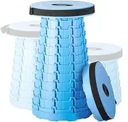 [Booxihome] Portable Telescopic Stool, Folding Stool Camping Lightweight Stool Seat for Outdoor Camping BBQ Fishing Hiking Indoor（Blue）