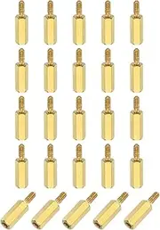 sourcing map 25Pcs Male to Female Thread Spacer Screws, M2.5 x 12mm + 6mm Brass Hex Standoff Screws PCB Motherboard for Drone Quadcopter, Computer and Circuit Board