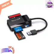 USB 3.0 Card Reader, Plug & Play for SD, Micro SD, CF, MS Cards, Black