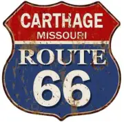 CARTHAGE, MISSOURI Route 66 Shield Metal Sign Man Cave Garage 211110013130