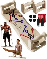 Foldable Push Up Board with Resistance Bands- Eco-Friendly'Wooden Multi-Function