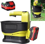 5.5L Cordless Seed Spreader, Rechargeable Fertilizer Spreader with 4000mAh Battery, 12000 sq. ft Handheld Grass Seed Spreader, 6 Gears Adjustable Scatter for Seeds, Feed, Fertilizer 1 Battery
