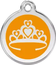 Red Dingo Enamel Crown Tag Orange - Lifetime Guarantee - Cat, Dog, Pet ID Tag En