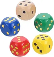 ADOCARN 5pcs Dice Alphabet Dice for Learning Dice Game Wooden Yard Dice for BBQ Wood