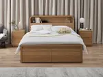 Byron Bed Frame with Gas Lift 2 Drawer Base - King Single / Natural