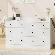Oikiture Sideboard with 6 Drawers Buffet Cabinet Home Storage Cupboard for Kitchen Dining Room and Living Room