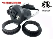 Pwr-Plug Table Desktop Power Grommet Outlet 1 US Plugs 2 USB Ports Charger