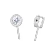 1PC Sterling Silver CZ Pearl Pendant Bail Charm Connector w/ Glue In Pin #97041