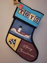 Christmas Stocking "Car Racing w Checkered Flag" U01P718