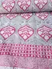 Beautiful Kantha Cotton Block Print Quilt Handmade Bedspread Blanket King Size